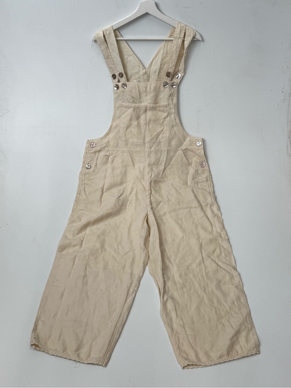 Soft Surroundings Classic Cream Women's linen Overalls Size Large